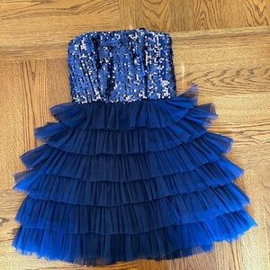 dELiA*s Blue Ruffled Tiered Strapless Dress for Prom 1/2 VTG Homecoming